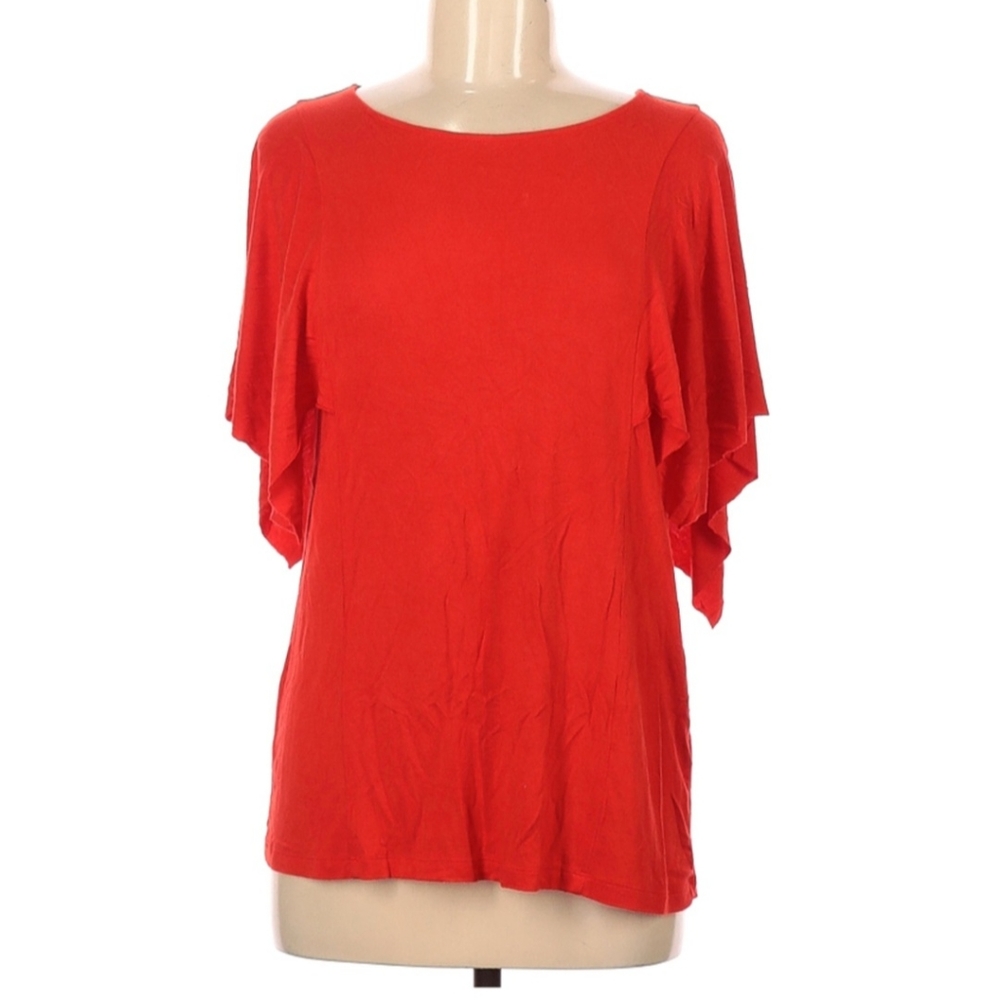 Gianni Bini Size Medium Orange Flutter Sleeve Blouse
